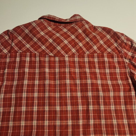 Old Navy Pearl Snap Shirt Western Red Black Plaid Rodeo Cowboy Mens XXL‎ 2XL EUC - Picture 8 of 13
